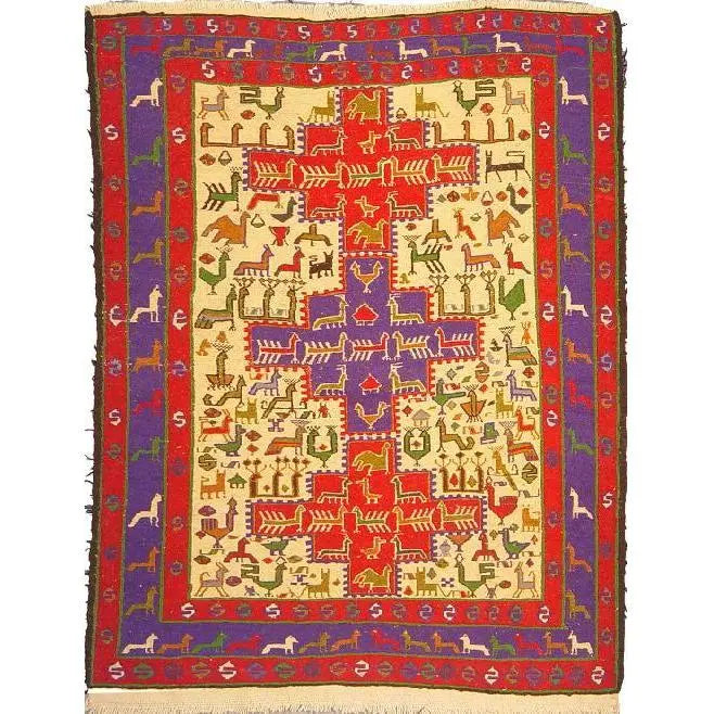 Hand-Knotted Moghan Kilim 4'9" X 3'5"